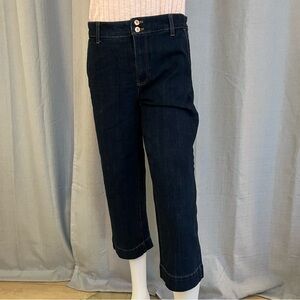 Talbots High Waist Wide Crop Leg Dark Denim Jeans Size 2 Trendy Business Casual